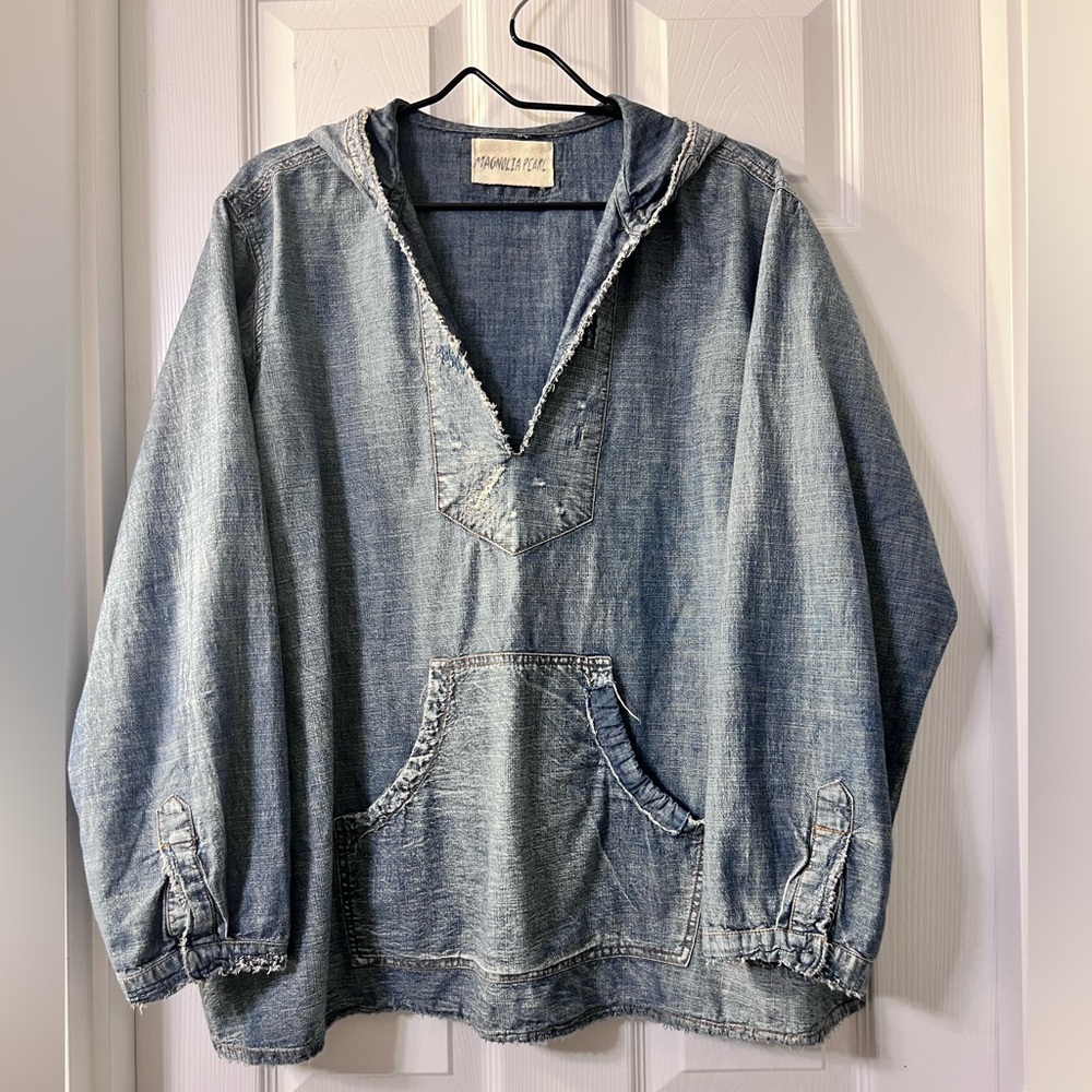 ❌SOLD❌💫RESERVED💫Magnolia Pearl Denim Baja Poncho (posted price accepted)☄️ - Picture 4 of 9
